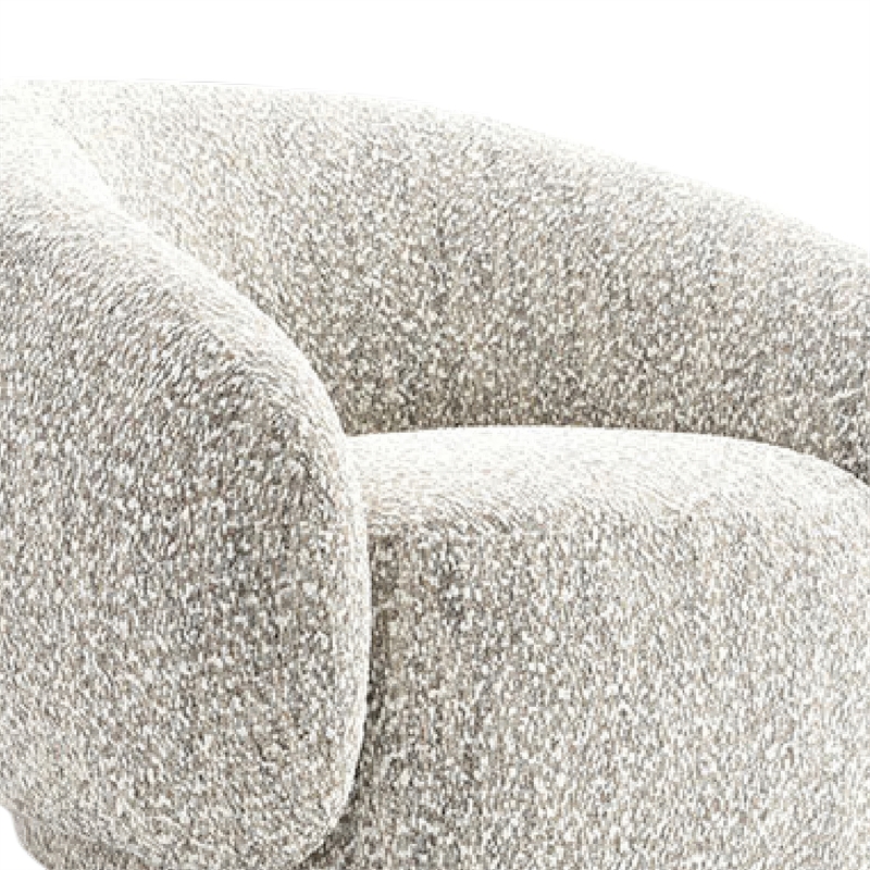 Freda Swivel Accent Chair with Sculpted Curved Profile- Brown Boucle