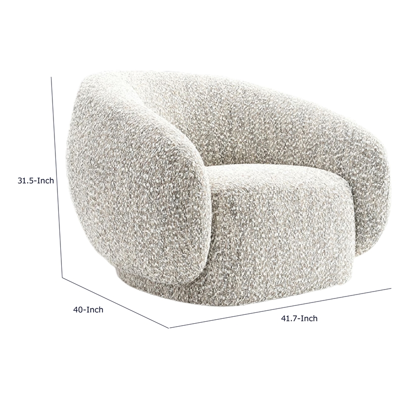 Freda Swivel Accent Chair with Sculpted Curved Profile- Brown Boucle