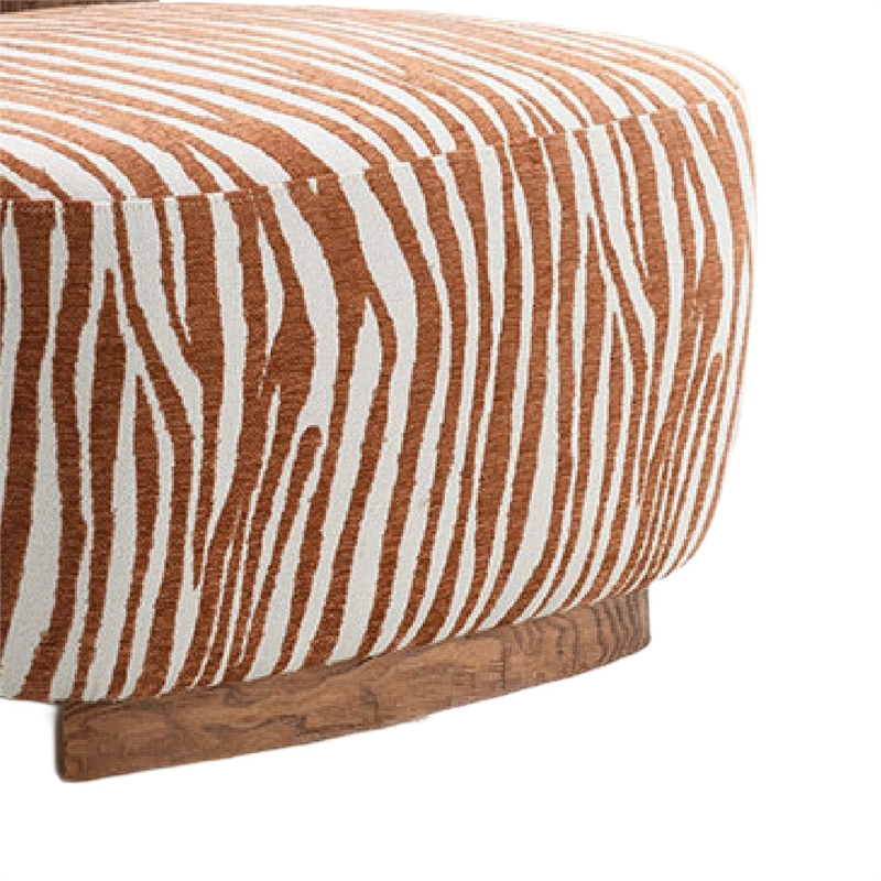 Niya Zebra Accent Chair- Cylindrical Backrest- Orange-White Chenille