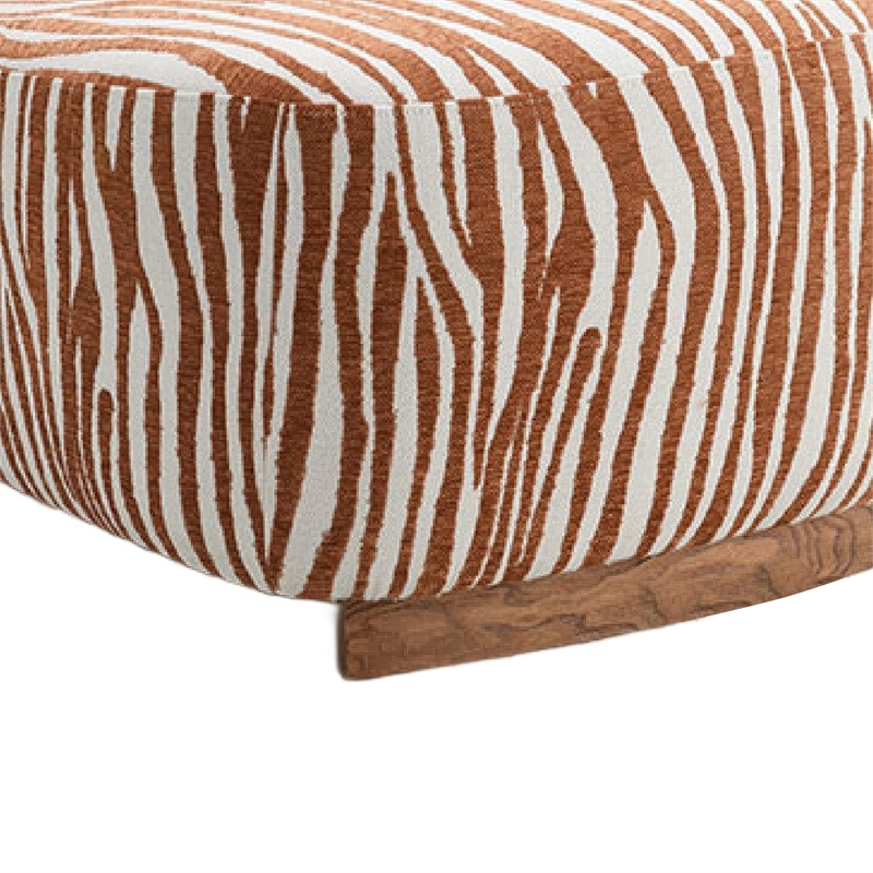 Niya Zebra Accent Chair- Cylindrical Backrest- Orange-White Chenille