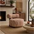 Niya Zebra Accent Chair- Cylindrical Backrest- Orange-White Chenille