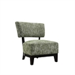 Beth Accent Chair with Angled Back- Black Wood- Green Abstract Fabric