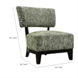Beth Accent Chair with Angled Back- Black Wood- Green Abstract Fabric