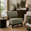 Beth Accent Chair with Angled Back- Black Wood- Green Abstract Fabric
