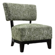Beth Accent Chair with Angled Back- Black Wood- Green Abstract Fabric