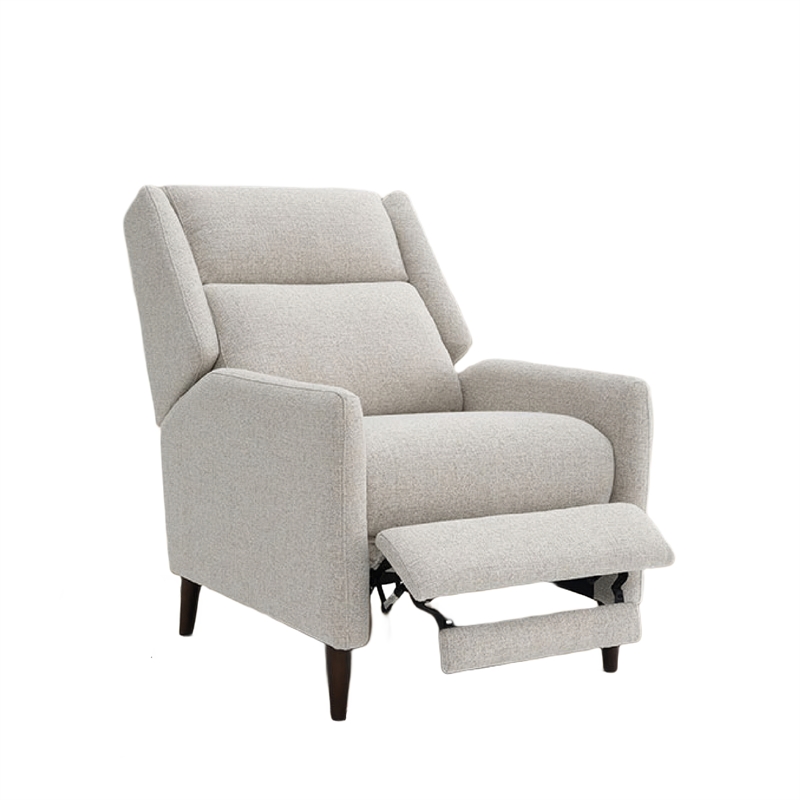 Cien Pushback Recliner Chair with High Back and Tapered Legs- Beige Fabric