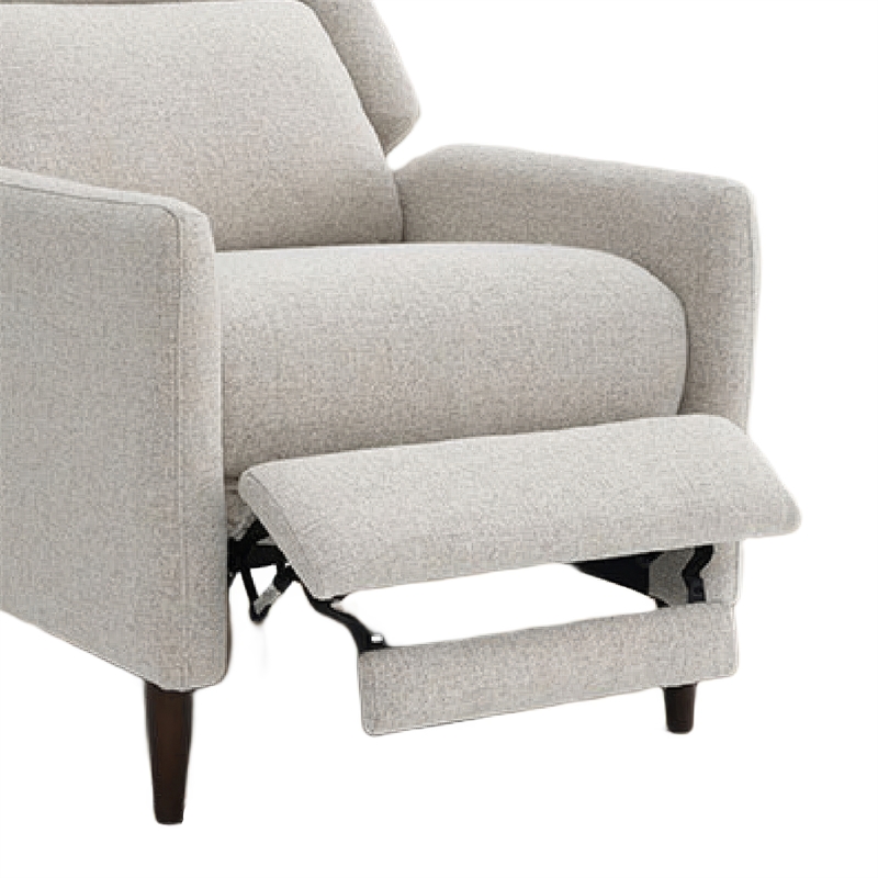 Cien Pushback Recliner Chair with High Back and Tapered Legs- Beige Fabric