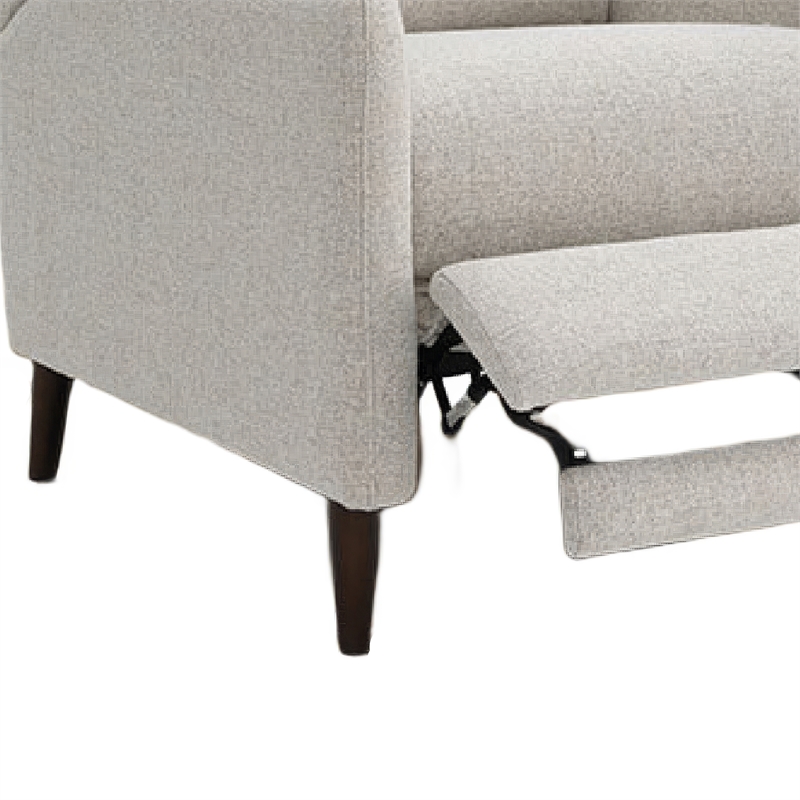 Cien Pushback Recliner Chair with High Back and Tapered Legs- Beige Fabric