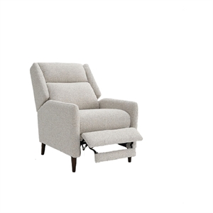 Cien Pushback Recliner Chair with High Back and Tapered Legs- Beige Fabric