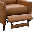 Pushback Recliner Chair- High Back and Tapered Legs- Brown Faux-Leather