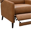 Pushback Recliner Chair- High Back and Tapered Legs- Brown Faux-Leather
