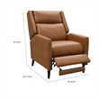 Pushback Recliner Chair- High Back and Tapered Legs- Brown Faux-Leather