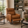Pushback Recliner Chair- High Back and Tapered Legs- Brown Faux-Leather