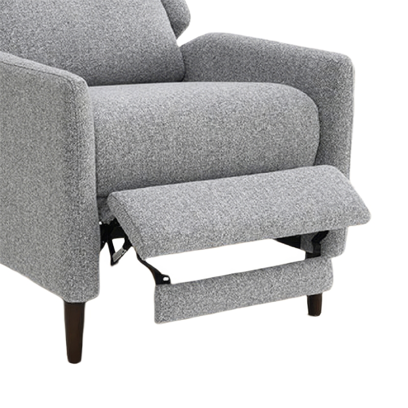 Cien Pushback Recliner Chair with High Back and Tapered Legs- Gray Fabric