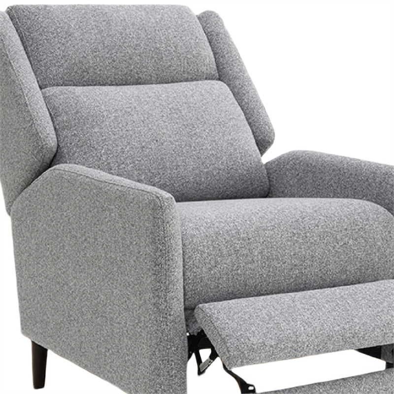 Cien Pushback Recliner Chair with High Back and Tapered Legs- Gray Fabric