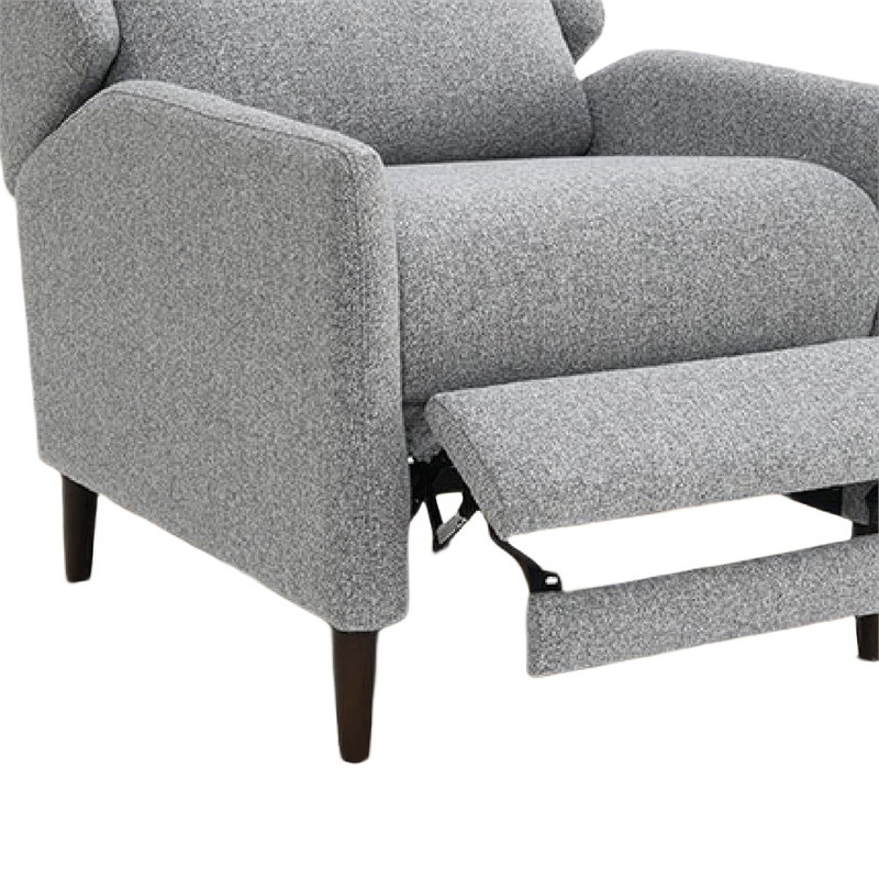 Cien Pushback Recliner Chair with High Back and Tapered Legs- Gray Fabric