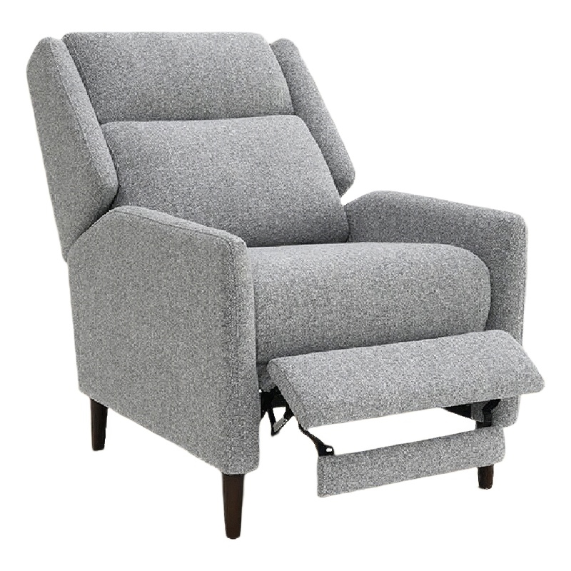 Cien Pushback Recliner Chair with High Back and Tapered Legs- Gray Fabric