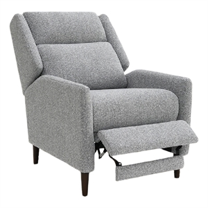 Cien Pushback Recliner Chair with High Back and Tapered Legs- Gray Fabric