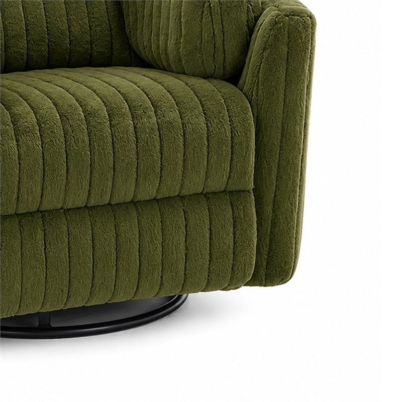 Bela Power Glider Recliner Swivel Chair- Eucalyptus Wood- Green Fabric