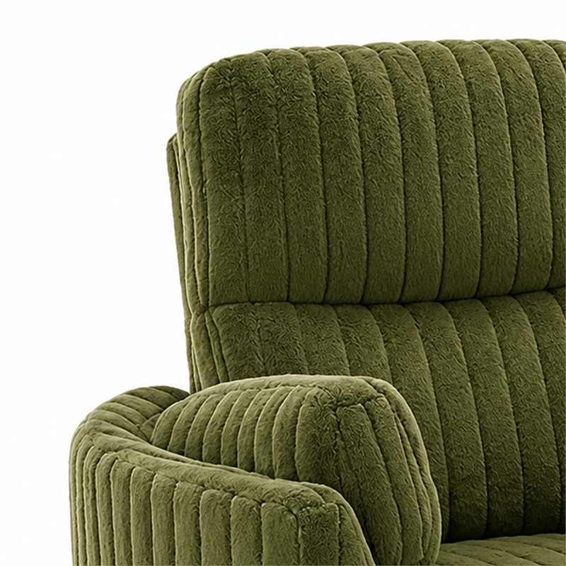 Bela Power Glider Recliner Swivel Chair- Eucalyptus Wood- Green Fabric