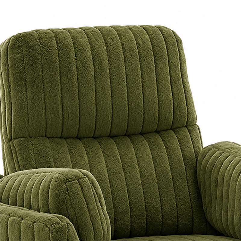 Bela Power Glider Recliner Swivel Chair- Eucalyptus Wood- Green Fabric