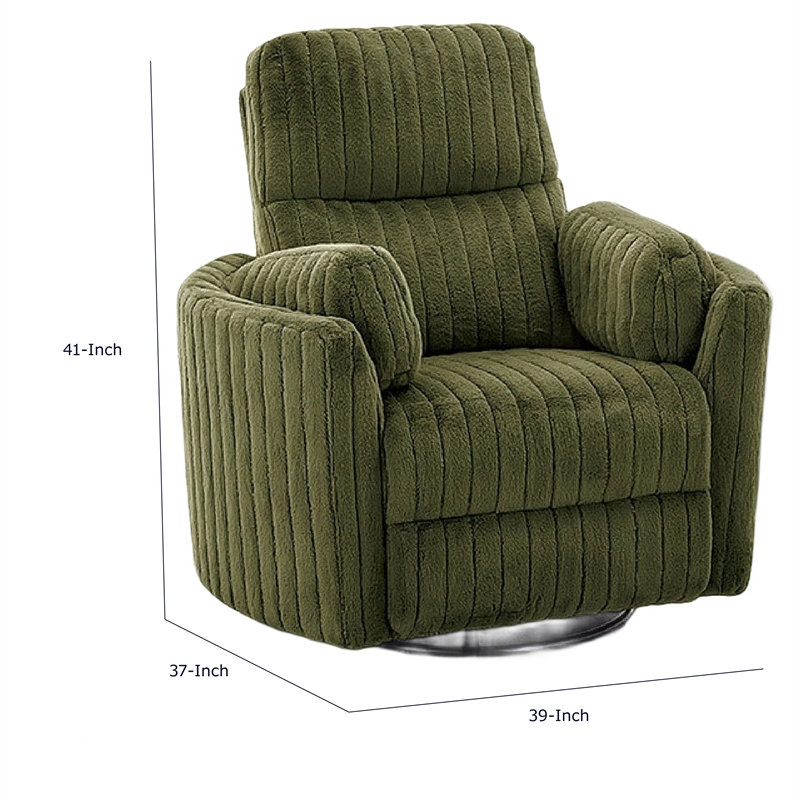 Bela Power Glider Recliner Swivel Chair- Eucalyptus Wood- Green Fabric