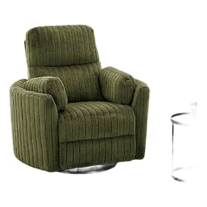 Bela Power Glider Recliner Swivel Chair- Eucalyptus Wood- Green Fabric