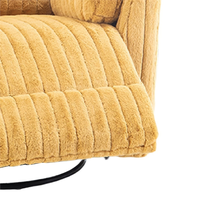 Power Glider Recliner Chair with Swivel- Eucalyptus Wood- Yellow Fabric