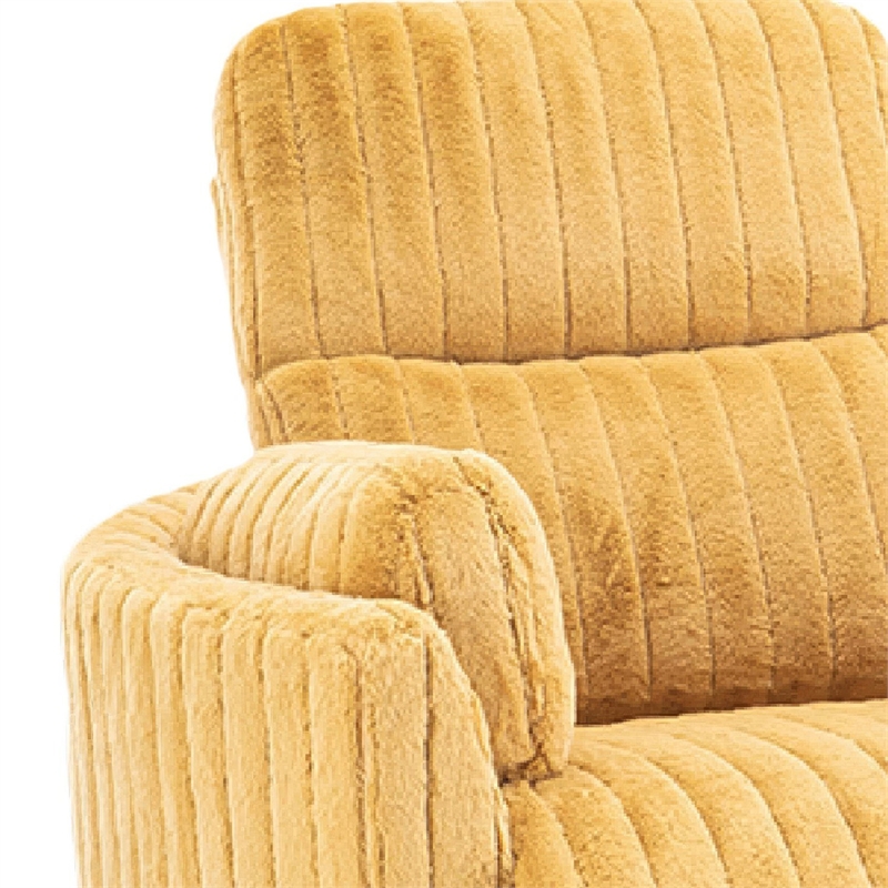 Power Glider Recliner Chair with Swivel- Eucalyptus Wood- Yellow Fabric