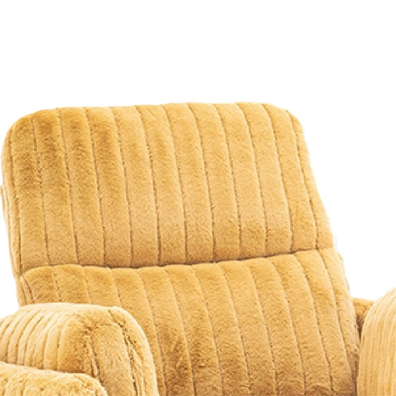 Power Glider Recliner Chair with Swivel- Eucalyptus Wood- Yellow Fabric