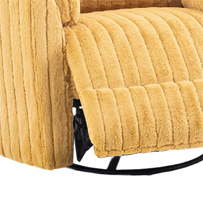 Power Glider Recliner Chair with Swivel- Eucalyptus Wood- Yellow Fabric