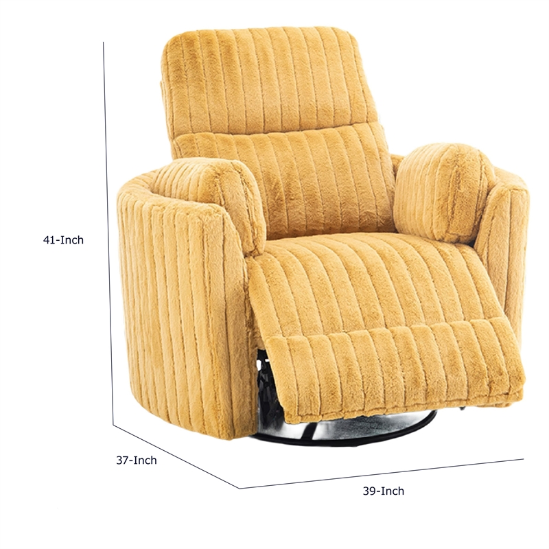 Power Glider Recliner Chair with Swivel- Eucalyptus Wood- Yellow Fabric
