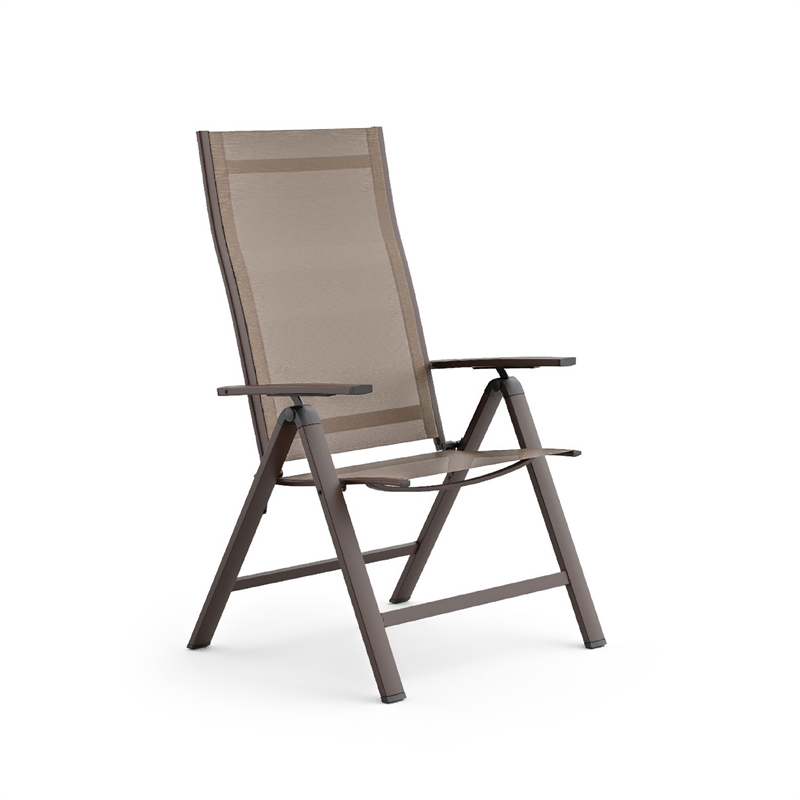Amey Adjustable Outdoor Chair- Set of 2- Gunmetal Aluminum- Fabric