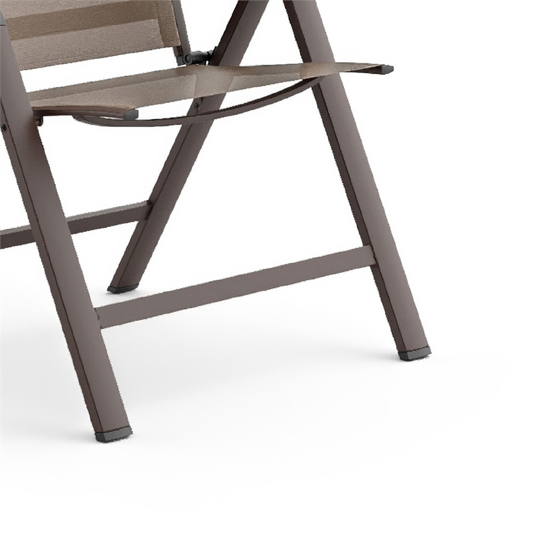 Amey Adjustable Outdoor Chair- Set of 2- Gunmetal Aluminum- Fabric