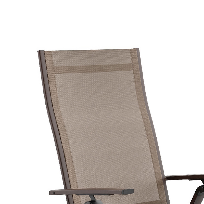 Amey Adjustable Outdoor Chair- Set of 2- Gunmetal Aluminum- Fabric