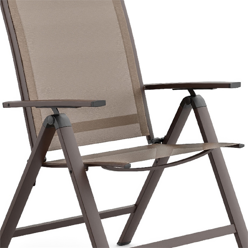 Amey Adjustable Outdoor Chair- Set of 2- Gunmetal Aluminum- Fabric