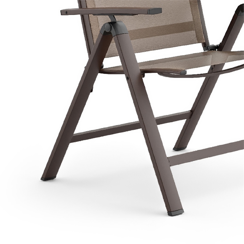 Amey Adjustable Outdoor Chair- Set of 2- Gunmetal Aluminum- Fabric