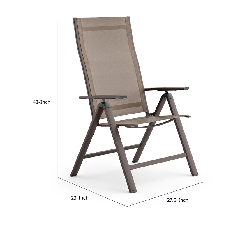 Amey Adjustable Outdoor Chair- Set of 2- Gunmetal Aluminum- Fabric