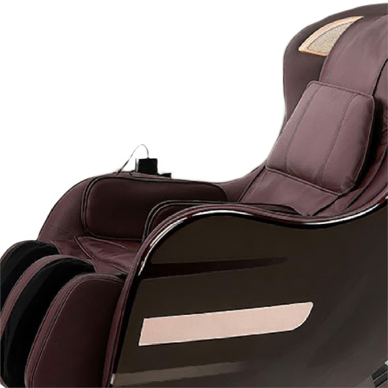 Marty 7 Modes Massage Chair with 3D Back Roller- Brown Faux Leather