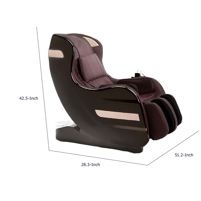 Marty 7 Modes Massage Chair with 3D Back Roller- Brown Faux Leather
