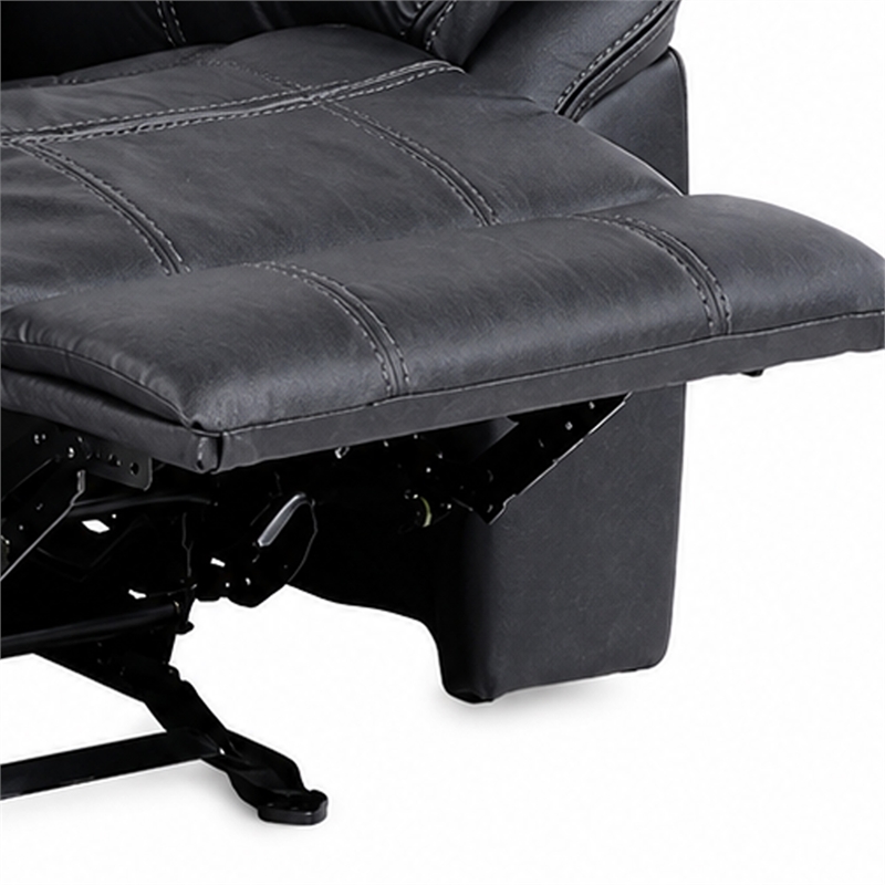 Manual Glider Recliner Chair with Solid Wood Frame- Black Faux Leather
