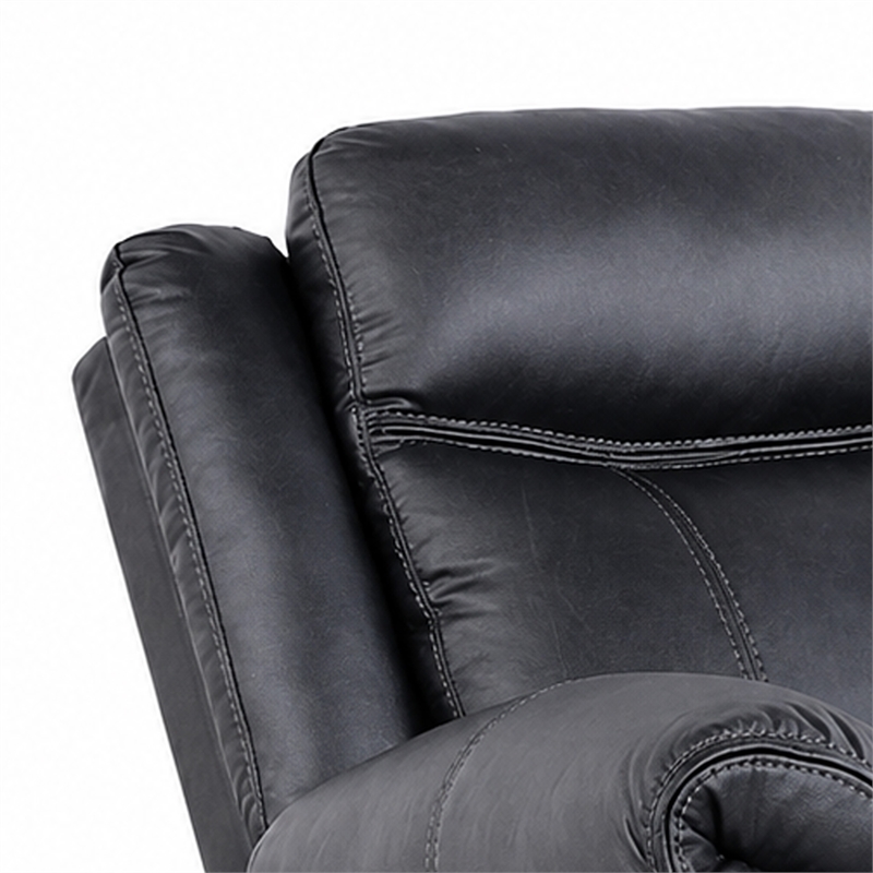 Manual Glider Recliner Chair with Solid Wood Frame- Black Faux Leather
