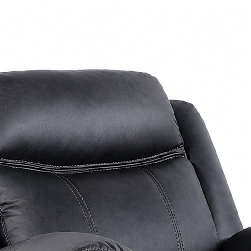 Manual Glider Recliner Chair with Solid Wood Frame- Black Faux Leather