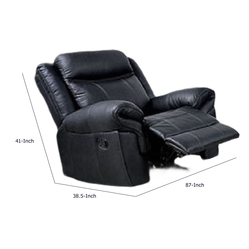 Manual Glider Recliner Chair with Solid Wood Frame- Black Faux Leather