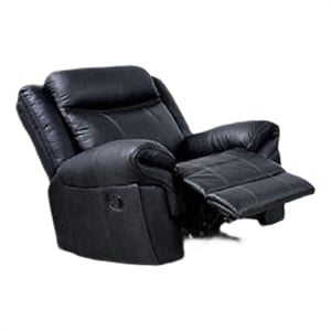 Manual Glider Recliner Chair with Solid Wood Frame- Black Faux Leather