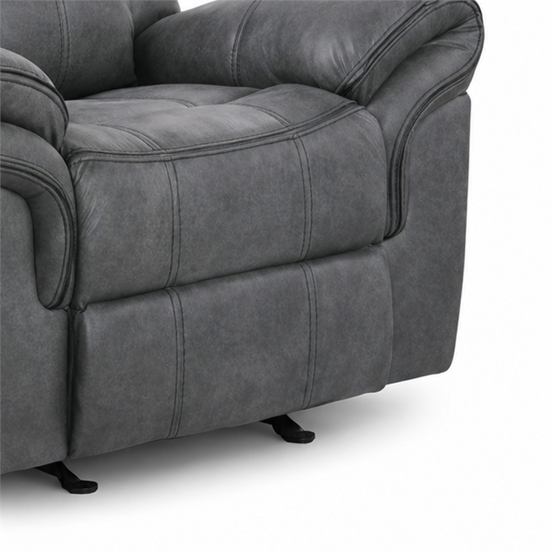 Arisa Manual Glider Recliner Chair w Wood Frame- Dark Gray Faux Leather