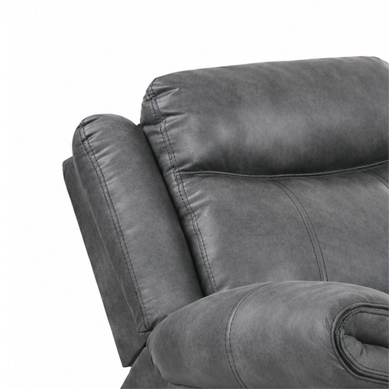 Arisa Manual Glider Recliner Chair w Wood Frame- Dark Gray Faux Leather