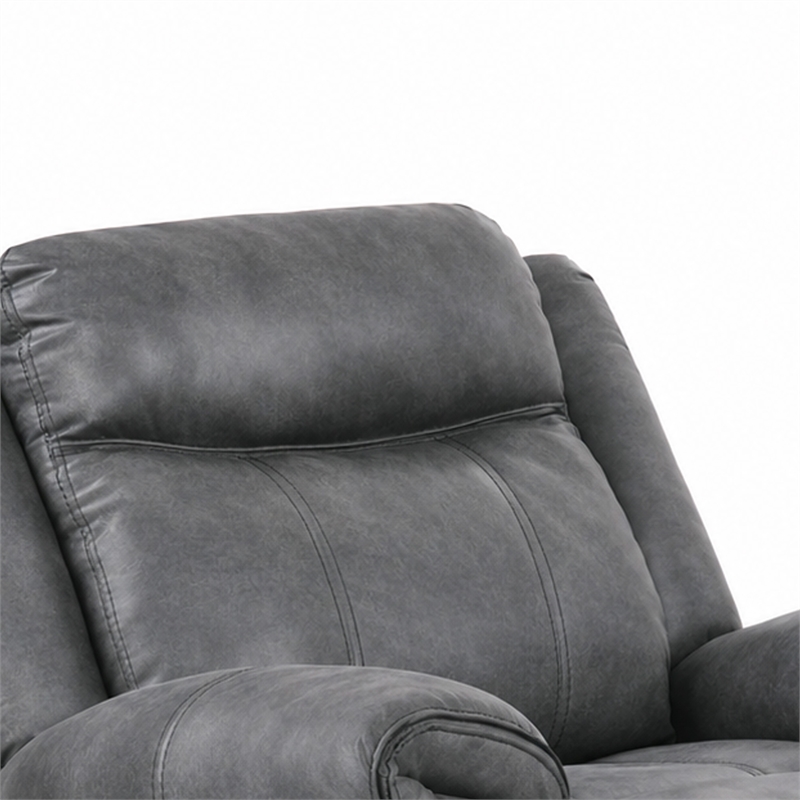 Arisa Manual Glider Recliner Chair w Wood Frame- Dark Gray Faux Leather