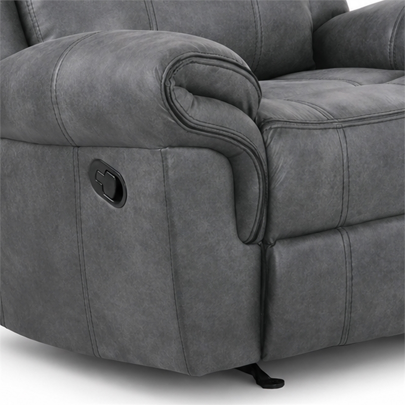 Arisa Manual Glider Recliner Chair w Wood Frame- Dark Gray Faux Leather
