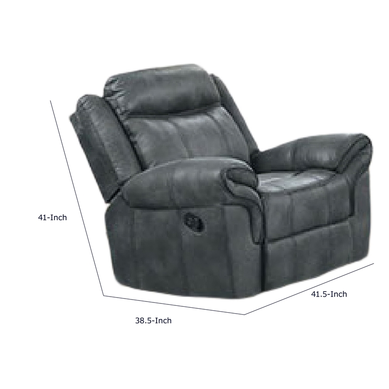 Arisa Manual Glider Recliner Chair w Wood Frame- Dark Gray Faux Leather